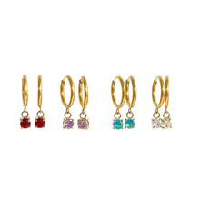 Load image into Gallery viewer, Birthstone Hoop Earrings