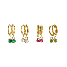 Load image into Gallery viewer, Birthstone Hoop Earrings