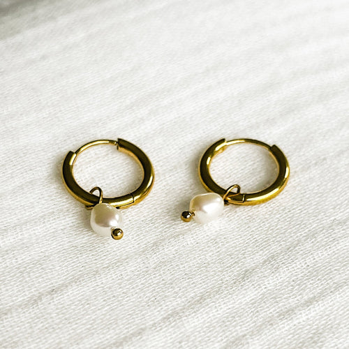 Pearl Hoop Earrings